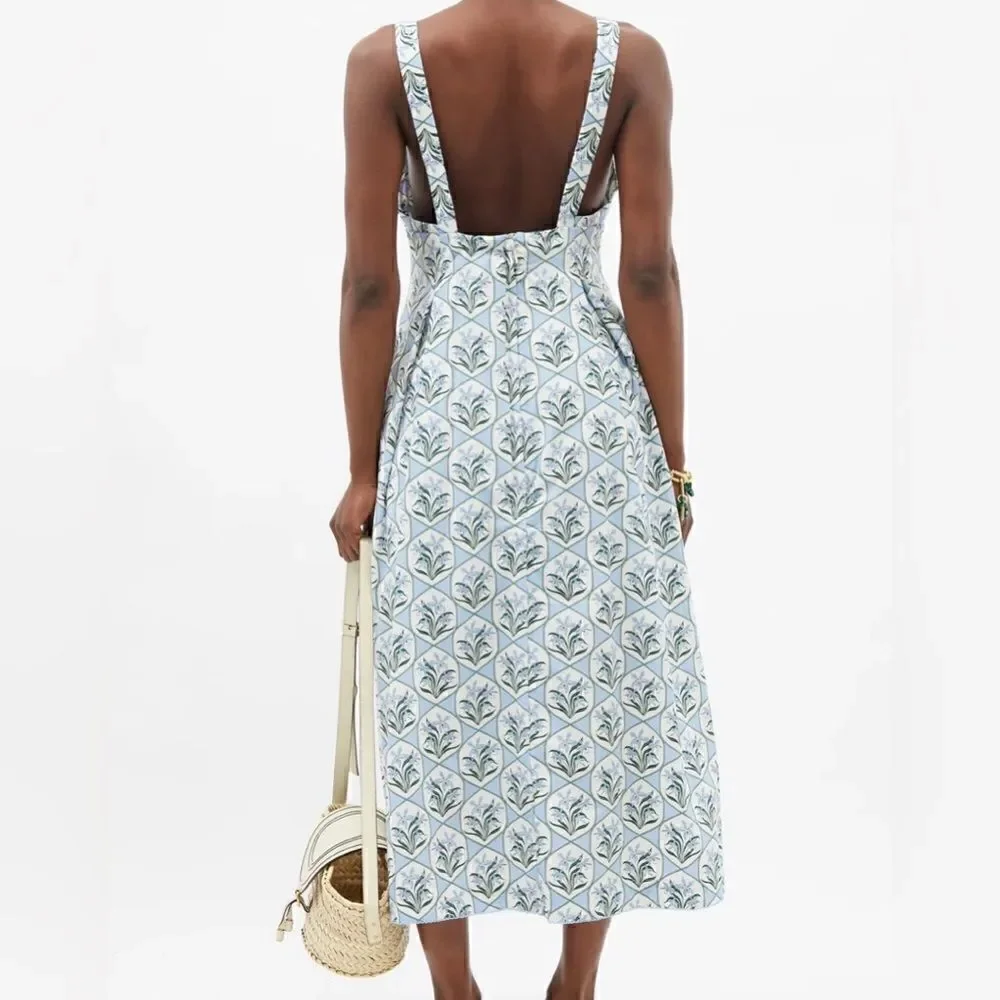 AQUA by AQUA BENDITA Hortensia floral-print cotton-poplin dress Size M NWT_4